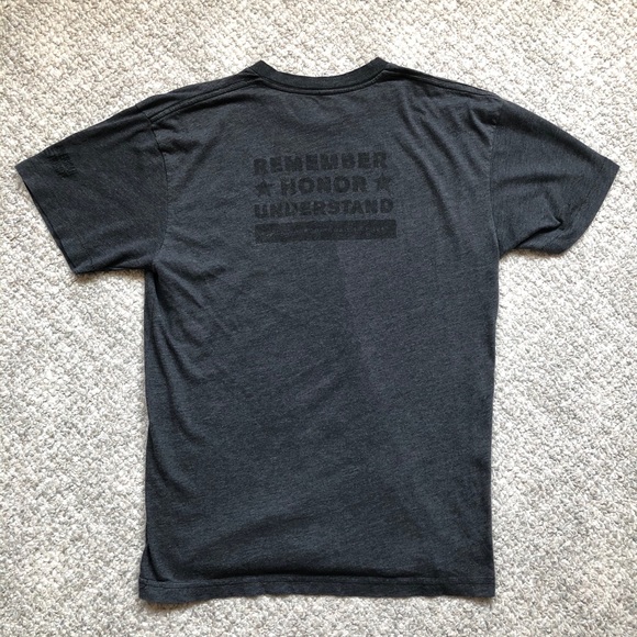 USA Flag Charcoal Gray Cotton/Poly T-Shirt Medium - Picture 7 of 15